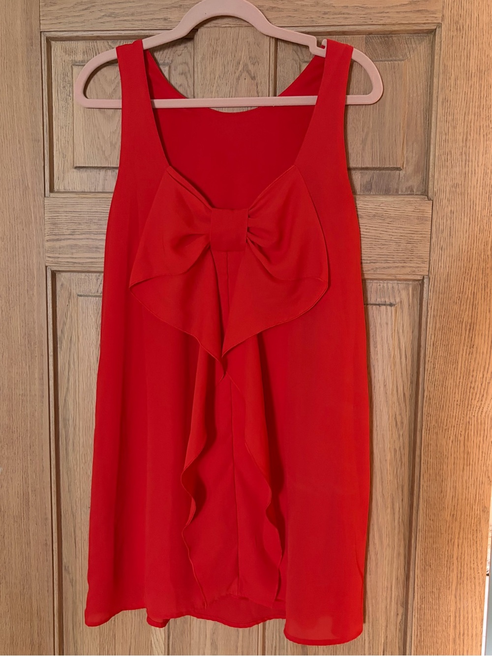 Low Back Red Dress With Bow Detail - Women’s Small